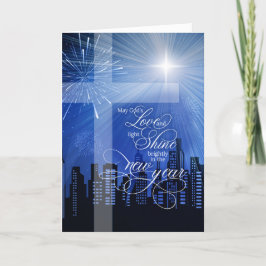 Cartão De Festividades Ano Novo da Luz e Amor de Deus Cristão