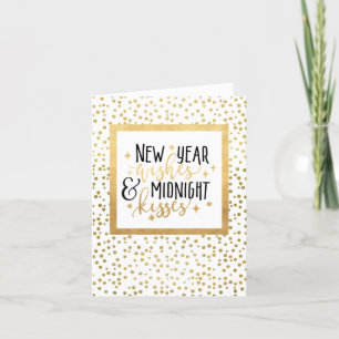 Cartão De Festividades Ano Novo Deseja Preto e Dourado