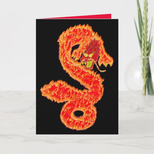Cartão De Festividades Ano Novo do Dragão Chinês Lunar (Frente)