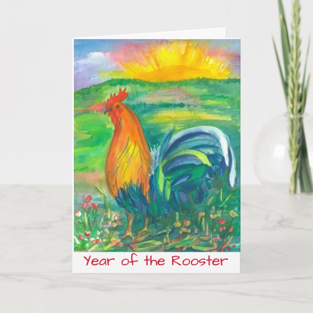 Cartão De Festividades Ano Novo em Chinês Rooster (Frente)