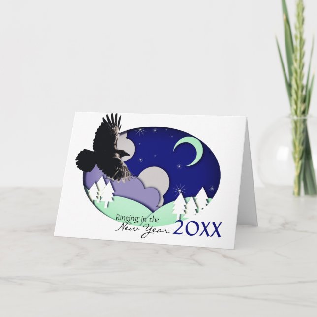 Cartão De Festividades Ano Novo Eve Moon 2024 Alfred Lord Tennyson Poem (Frente)