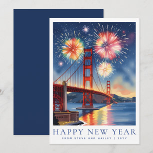 Cartão De Festividades Ano Novo Feliz Personalizado San Francisco Fogos d