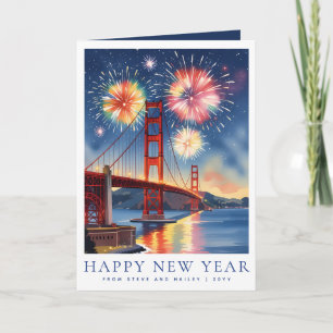 Cartão De Festividades Ano Novo Feliz Personalizado San Francisco Fogos d