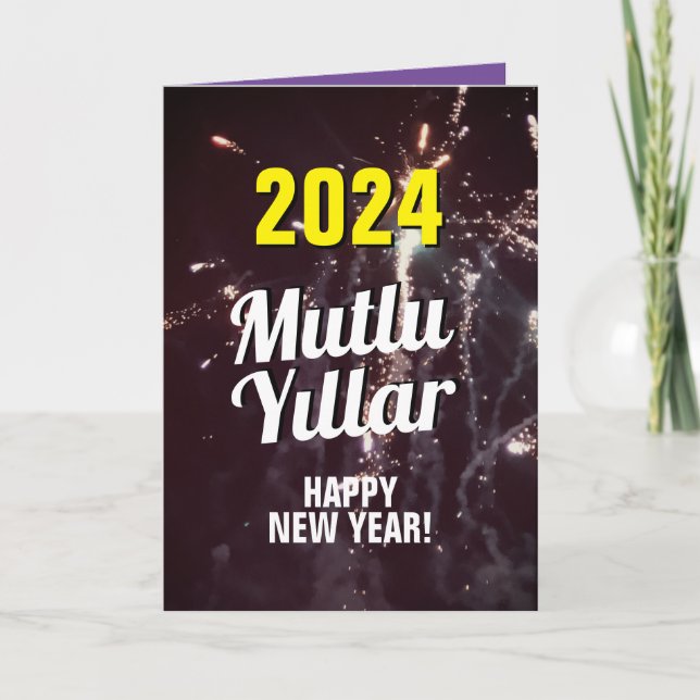 Cartão De Festividades Ano Novo Turco 2024 | Enviar via Download de Texto (Frente)