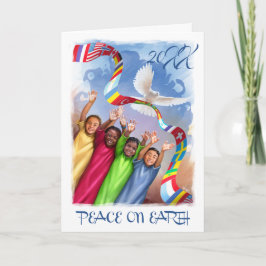 Cartão De Festividades Ano Personalizado | Paz na Terra. Crianças multicu