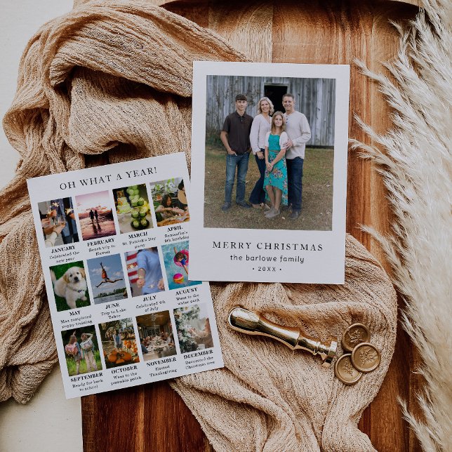 Cartão De Festividades Ano Simples em Revisão Foto Natal Moderno (Criador carregado)