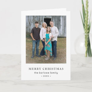 Cartão De Festividades Ano Simples em Revisão Foto Natal Moderno