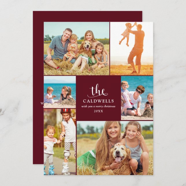 Cartão De Festividades Ano Tradicional em Revisão da Colagem de Fotos | V (Frente/Verso)