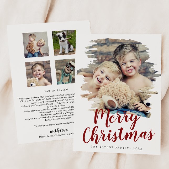 Cartão De Festividades Ano Vermelho Feliz De Natal Em Revisão (Criador carregado)