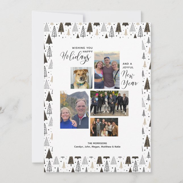 Cartão De Festividades Anos novos de Feriados Modernos Desenho da Mão de  (Frente)