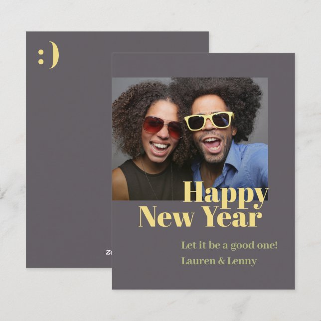 Cartão De Festividades Anos novos de Fotografia de Script de Carvões de T (Frente/Verso)