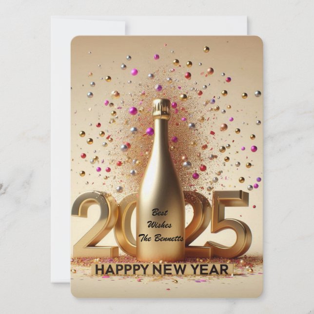 Cartão De Festividades Anos novos Ouro desejos (Frente)