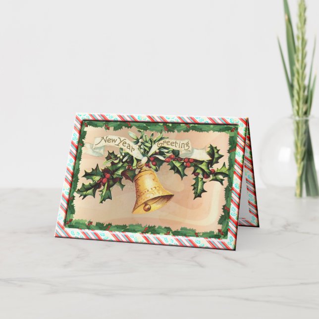 Cartão De Festividades ANOS NOVOS SAUDAÇÕES e FRONTEIRAS por SHARON SHARP (Frente)