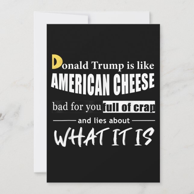 Cartão De Festividades Anti Donald Trump é como uma americana Cheese Wome (Frente)