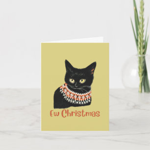 Cartão De Festividades Anti Natal Ew Personalizado Gato Preto Engraçado