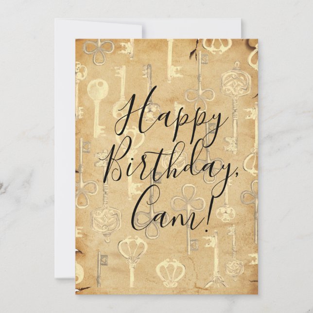 Cartão De Festividades Antiguidade Garganta Personalizada - Chaves de Vin (Frente)