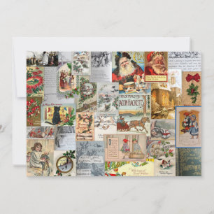 Cartão De Festividades Antiguidade Vitorina de Natal Ephemera Collage Art