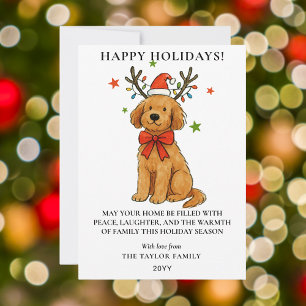 Cartão De Festividades Antílope de Rena Cachorro Goldendoodle Natal Filho