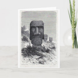 Cartão De Festividades Antique Easter Island etching