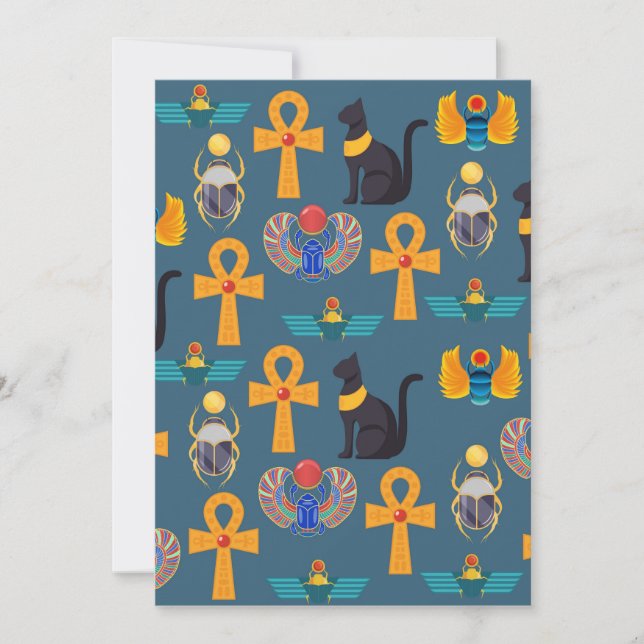 Cartão De Festividades Antique Egypt Pattern, Hieroglyphics digital paper (Frente)