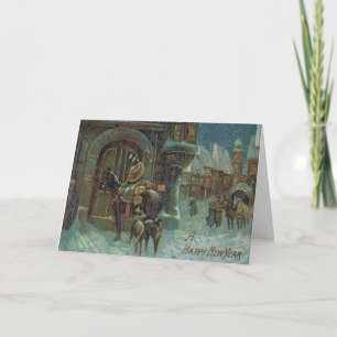 Cartão De Festividades Antique Happy New Year Card