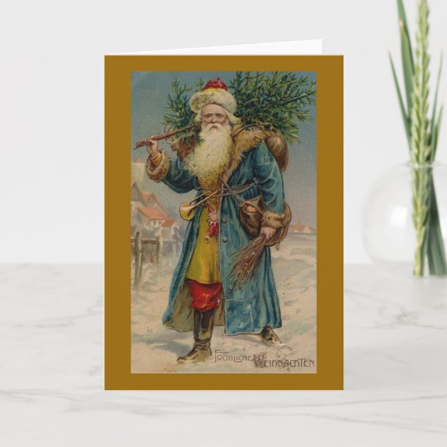 Cartão De Festividades Antique Santa Illustration Christmas Card (Frente)