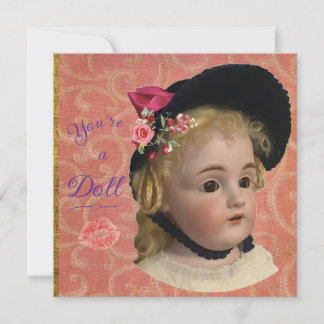 Cartão De Festividades Antique Victorian Doll Greeting Card