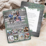 Cartão De Festividades Any Text 9 Photo Collage & Captions Wood and Pine<br><div class="desc">Send stylish joyful greetings and share 9 of your favorite pictures with a custom photo collage holiday card. All text on this template is simple to customize to include any wording, such as Merry Christmas, Happy Holidays, Seasons Greetings, New Year Cheers etc. (IMAGE PLACEMENT TIP: An easy way to center...</div>
