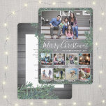 Cartão De Festividades Any Text 9 Photo Collage & Captions Wood and Pine<br><div class="desc">Send stylish joyful greetings and share 9 of your favorite pictures with a custom photo collage holiday card. All text on this template is simple to customize to include any wording, such as Merry Christmas, Happy Holidays, Seasons Greetings, New Year Cheers etc. (IMAGE PLACEMENT TIP: An easy way to center...</div>