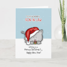 Cartão De Festividades Ao meu genro genro Cat Christmascard