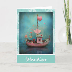 Cartão De Festividades *~* AP51 Namorados Romântico Boat Hearts Serene 32