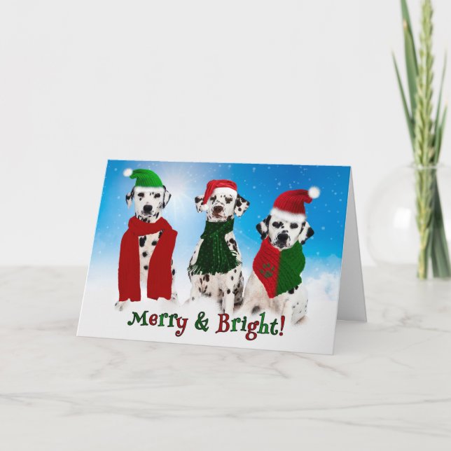 Cartão De Festividades APAL - Christmas Dalmatian Dogs in the Snow (Frente)