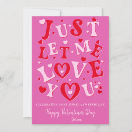 Cartão De Festividades Apenas Deixe-me Amar Corações Rosa Dia dos Namorad