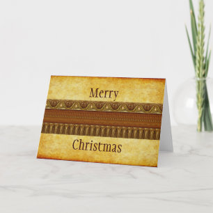 Cartão De Festividades Apofise Fractal Border ART - ouro castanho