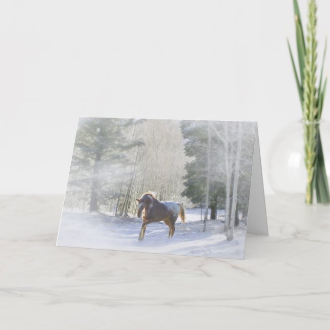 Cartão De Festividades Appaloosa Horse in the snow Holiday Card (Frente)