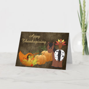 Cartão De Festividades Appy Thanksgiving Appaloosa and Turkey Horse