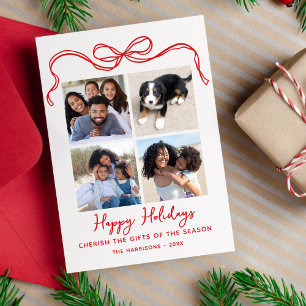 Cartão De Festividades Aprecie os Presentes, Laço, 4 Colagem de Fotos Fel