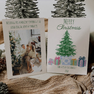 Cartão De Festividades Apresentações Coloridas da Árvore de Natal Verde Q