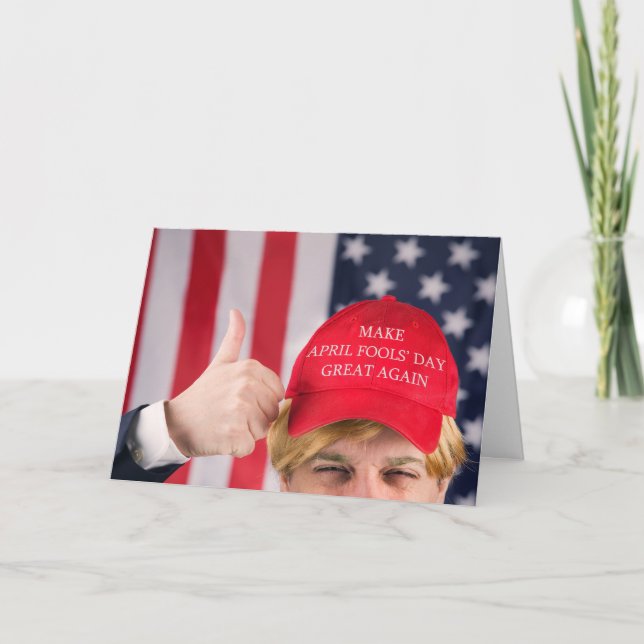 Cartão De Festividades April Fools Day Trump in MAGA Hat Humor (Frente)