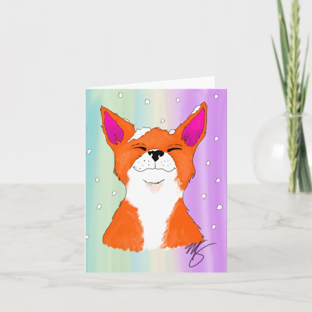 Cartão De Festividades Aproveitando a neve! (Frente)