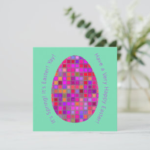 Cartão De Festividades Aqua Colorida de Ovos de Páscoa Geométrica Moderna