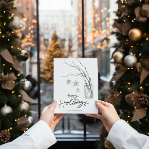 Cartão De Festividades Aquarela Aconchegante Natal Galho Rústico Flat