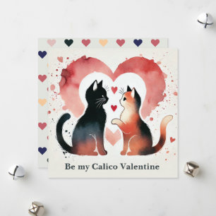 Cartão De Festividades Aquarela "Be My Calico Valentine"