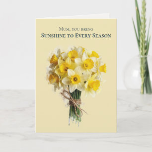 Cartão De Festividades Aquarela Blooms   Narciso Clássico Dia das Mães