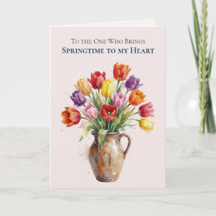 Cartão De Festividades Aquarela Blooms Tulipas Clássicas Dia das Mães