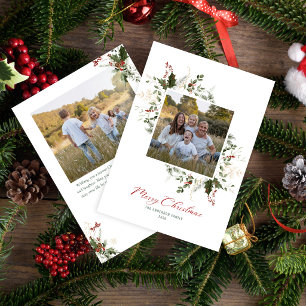 Cartão De Festividades Aquarela Botânica de Natal Elegante 2 Foto