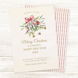 Cartão De Festividades Aquarela Botânica Elegante com Folhagens e Laço Ve