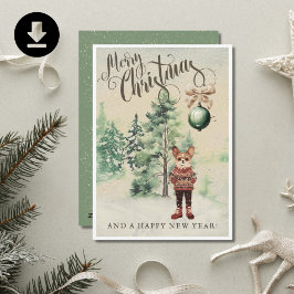 Cartão De Festividades Aquarela Chihuahua Chi Cachorro Retro Vintage