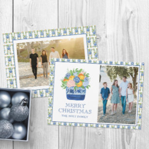 Cartão De Festividades Aquarela Chinoiserie Mandarins Foto de Natal