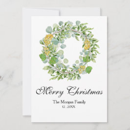 Cartão De Festividades Aquarela de Coroa de Natal